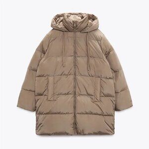 Zara Down Hooded Puffer Coat